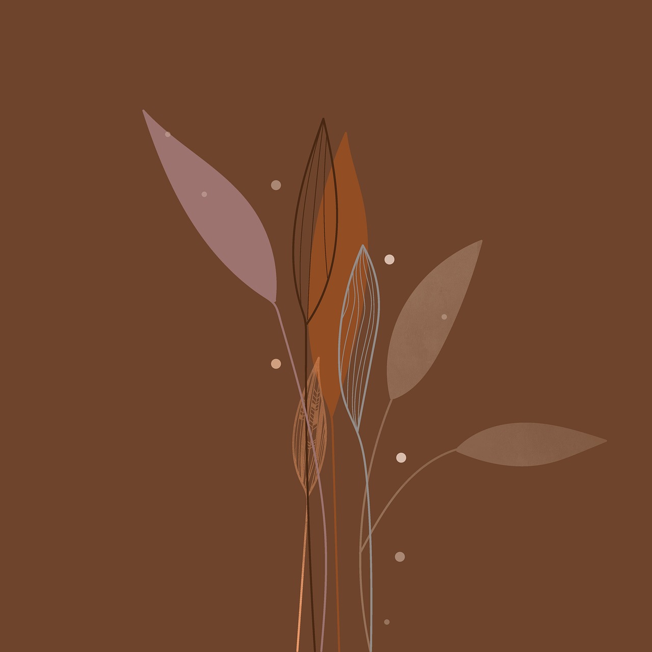 leaves, sheet, botanical, design, background, drawing, color, bohemian, boho