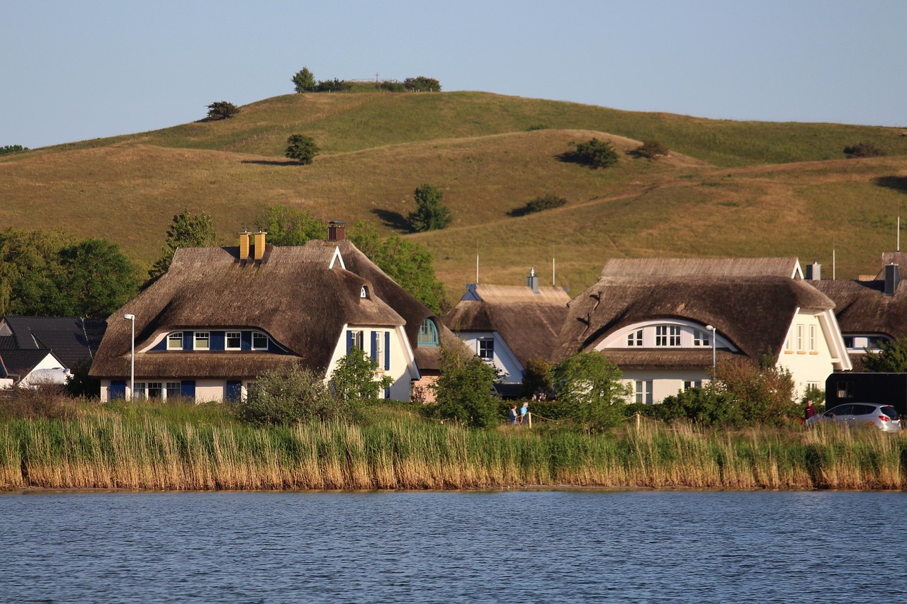 island, gager, baltic sea, landscape, nature, coast, thatched roof, architecture, vacation, mountains, quiet, reed belt, hill, holiday destination