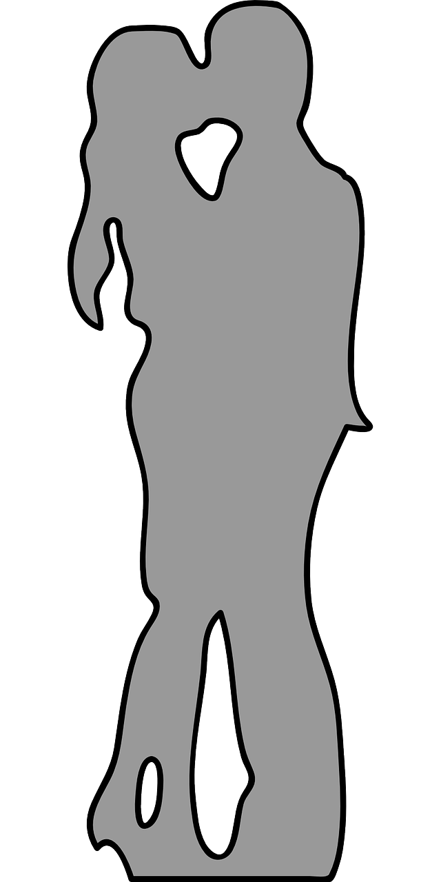 couple, heart, love, silhouette, two, united