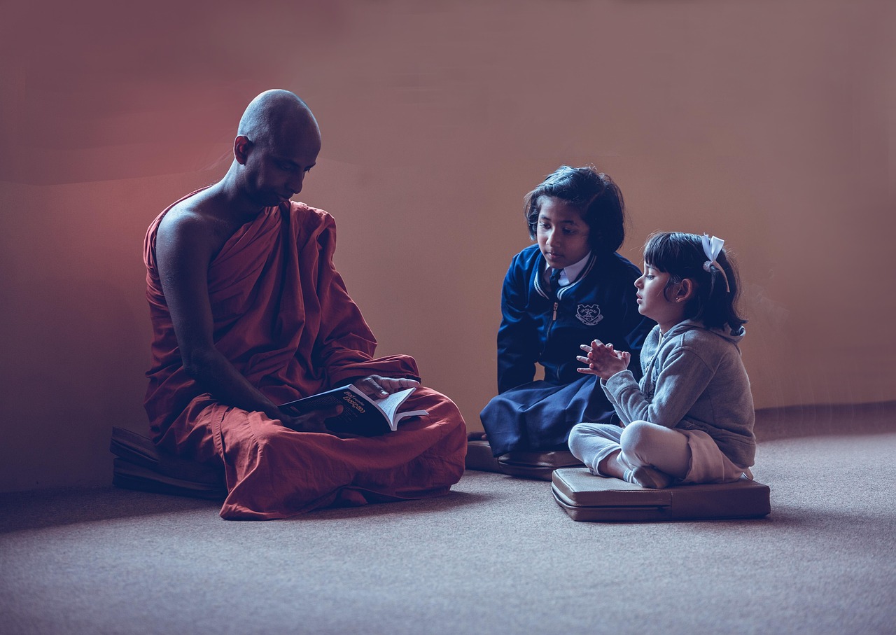meditate, mindfulness, girls, dharma, calm, meditation, sri lankan, kindergarten, children, kids, religion