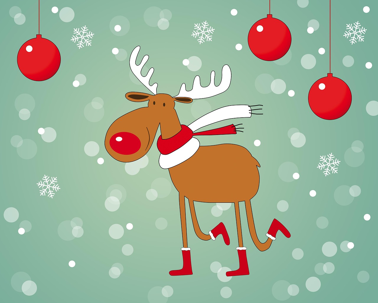 reindeer, rudolph, christmas, christmas card, christmas motif, winter, moose, snow, graphic, background, child motif