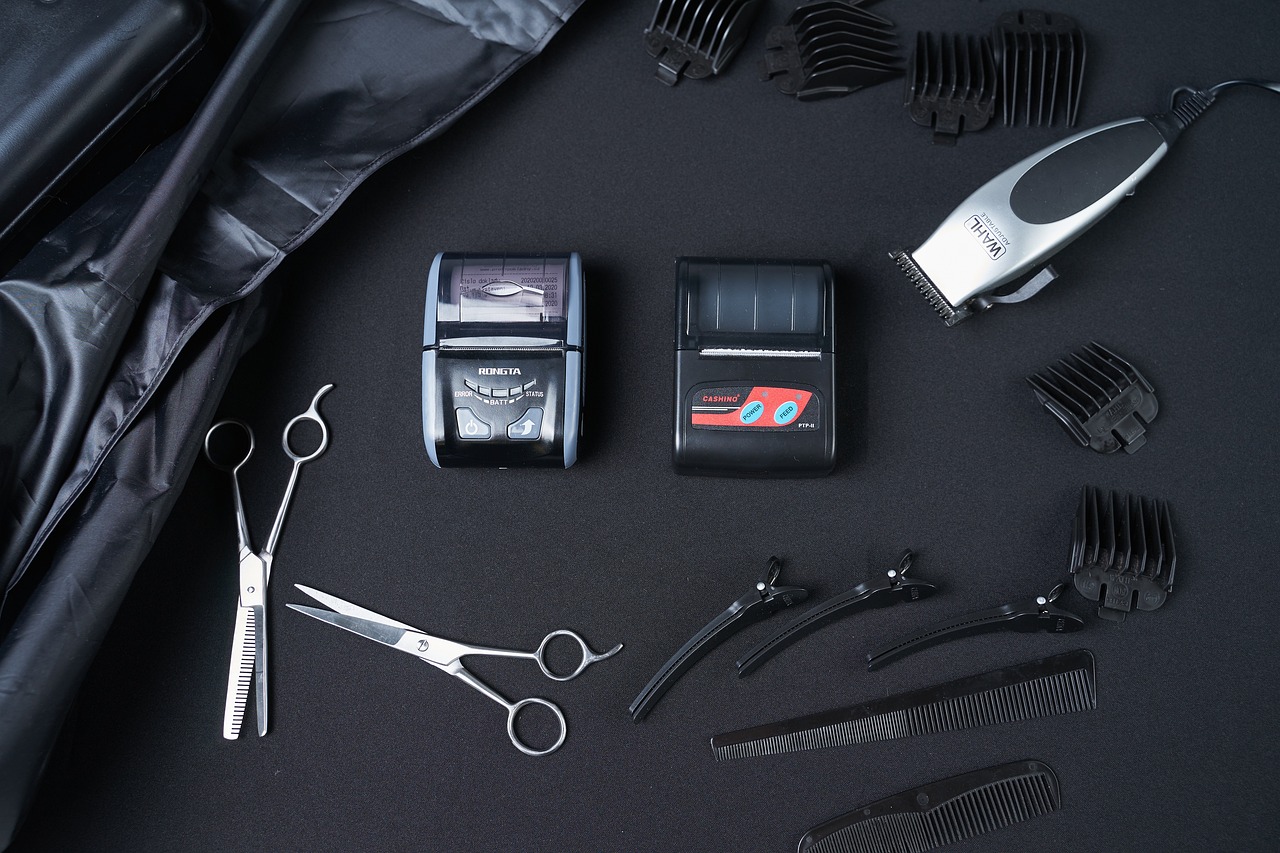 hair salon, barber shop, scissors, salon, hairdresser, eet, checkout, payment, money, cash, credit card, účtenkovka, finance, vat, shaver, printer, rongta