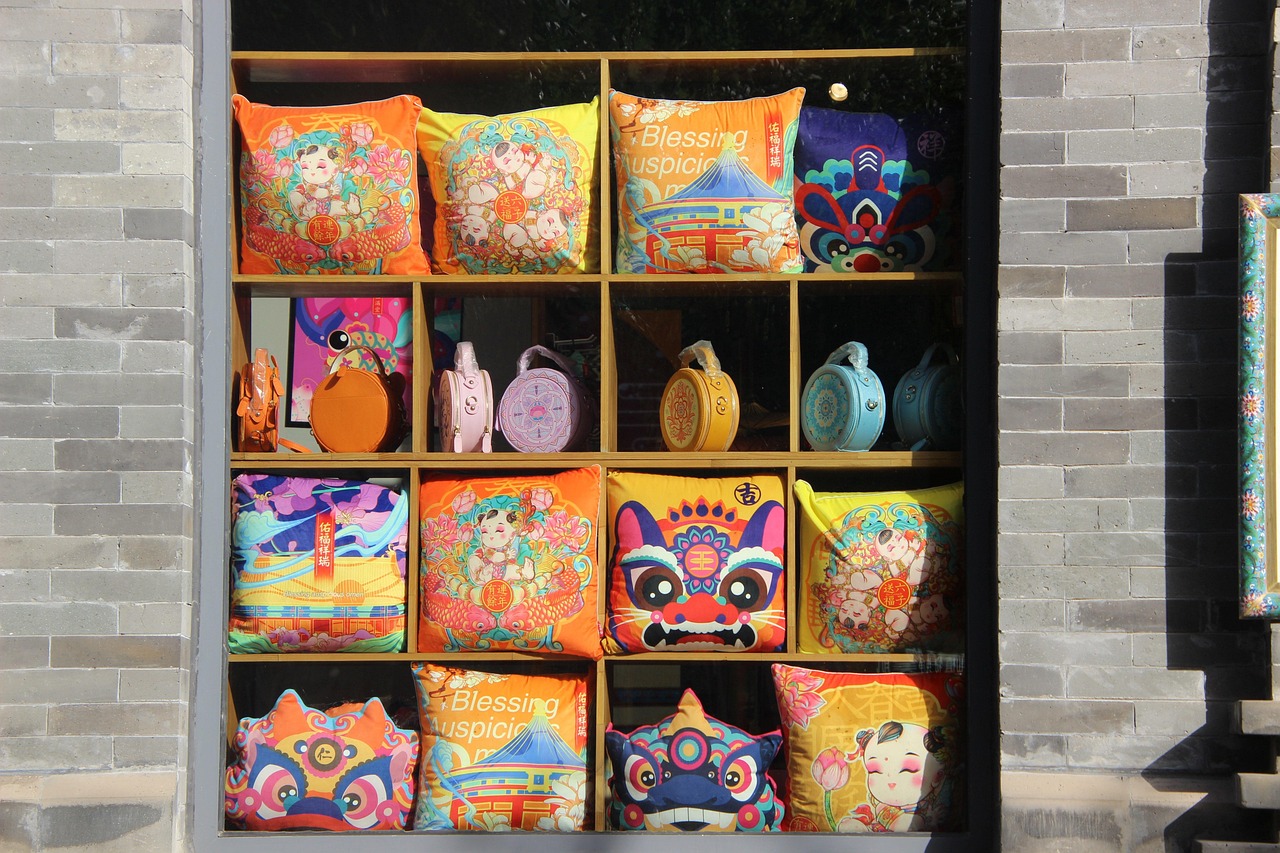 shop, retail, window, display, showcase, display window, souvenir, crafts, store, qianmen street, beijing, china