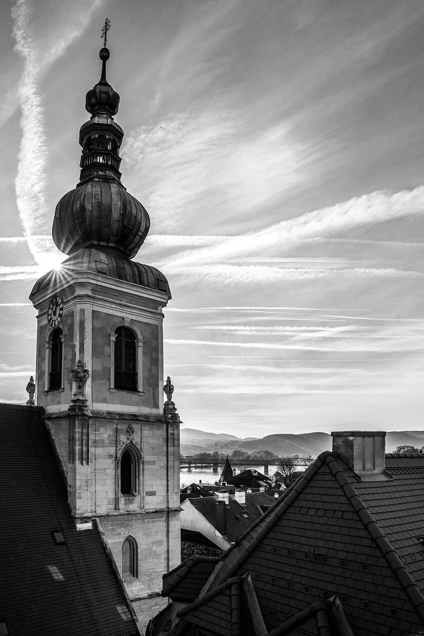 krems, church, krems stone, travel, church tower, lower austria, austria, krems at the donau, wachau, danube, flow