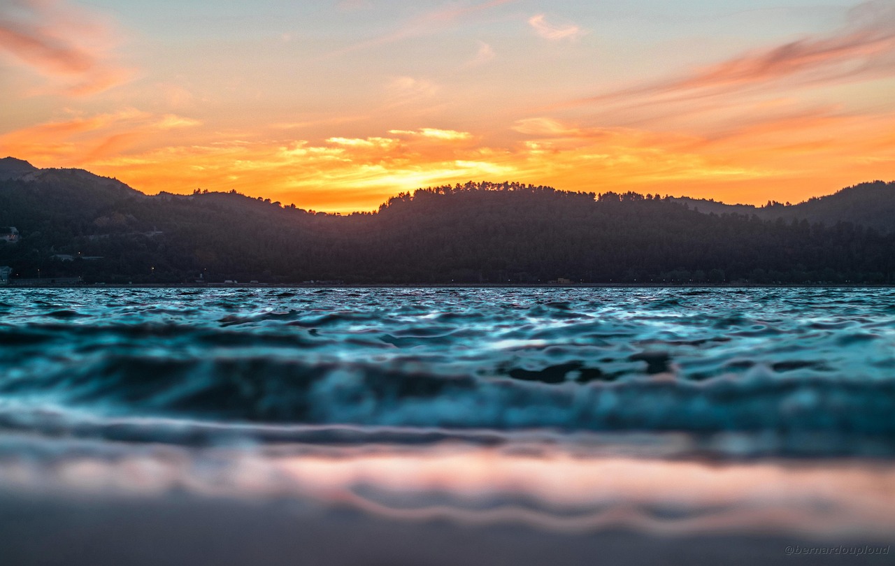 sunset, sea, landscape, water, sky, clouds, nature, waves, beach, 4k, hdr, 6k