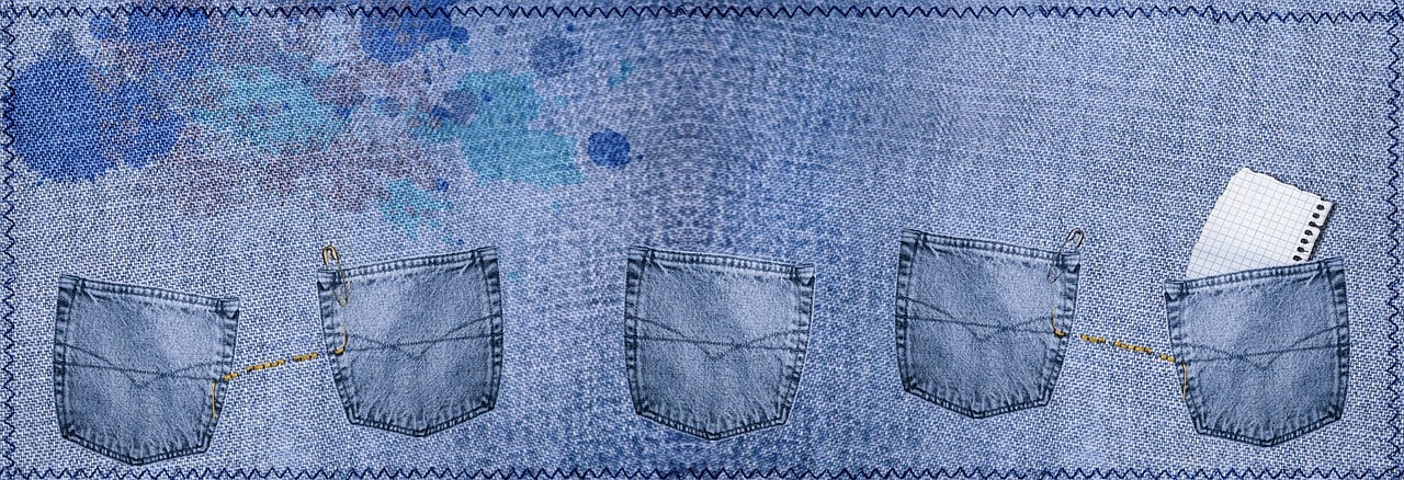 background, jeans, banner, tissue, cover photo, flyer, homepage, template, denim, material, bags, pockets, stains, spotty, sewn, seam, sign, photoshop, photo wall, picture wall, photo frame, texture, textile, structure, blue, safety pins, frame, craft, paper, note, empty, creative, deco, decoration, sew