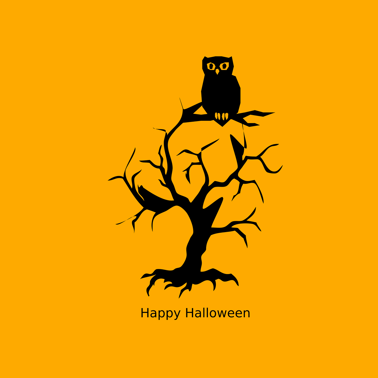 halloween, owl, greeting, happy halloween, scary owl, tree, branches, silhouette, spooky, poster, card, design, template