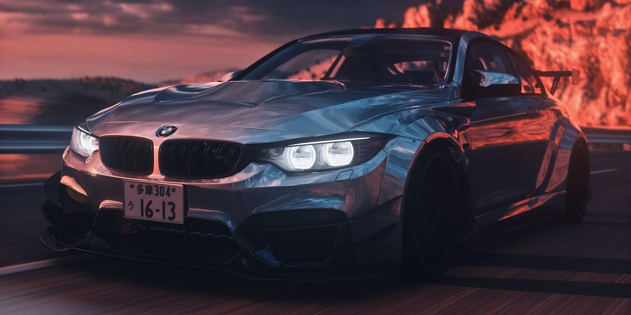 bmw, car, bmw m4, desert, street, night, vehicle, automobile