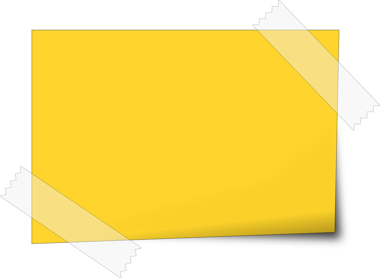 note, sticky note, paper, scotch, info, post, tape, yellow, yellow paper, yellow email, yellow note