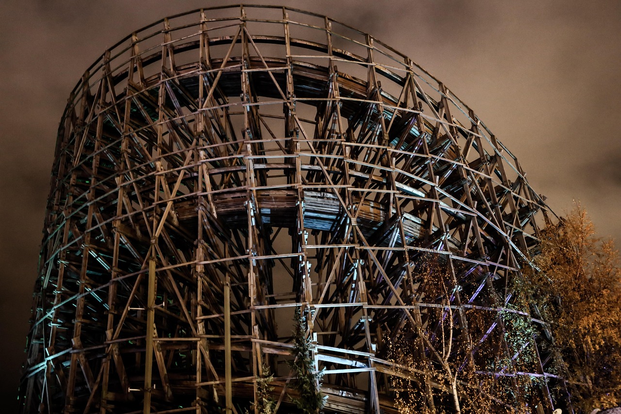 rollercoaster, amusement park, construction, spooky, pleasure, fun