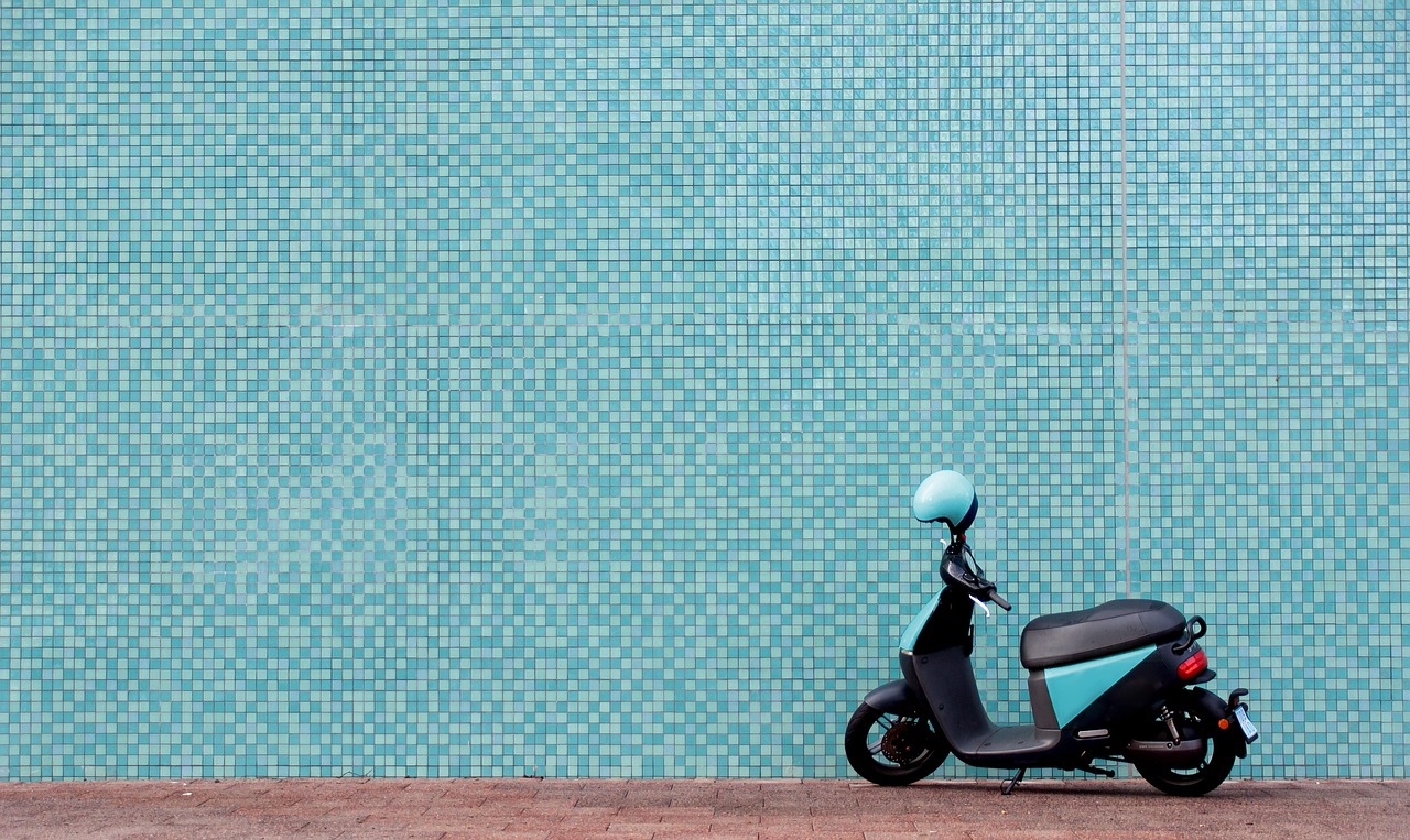 wall, moped, scooter, motorcycle, background, motorbike, street, outdoors