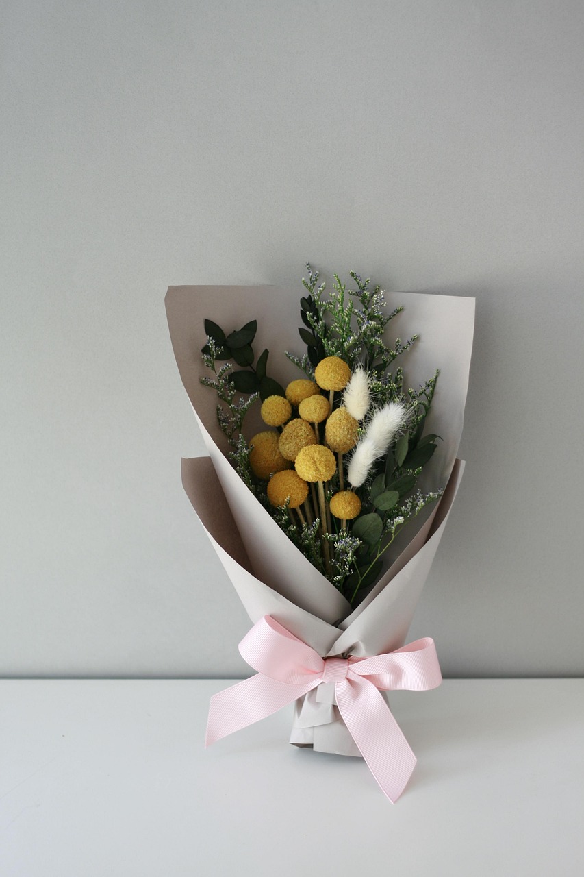 flower, bouquet, ribbon, plant, bow
