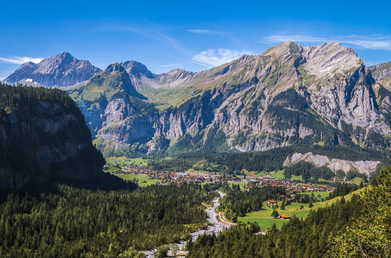 mountains, kandersteg, landscape, nature, switzerland, hike, flow, heaven, alps, sun, blue sky