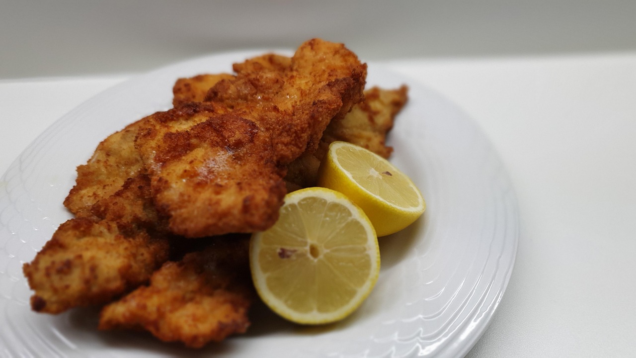 schnitzel, fried chicken, food, main dish, meal, baked, main course