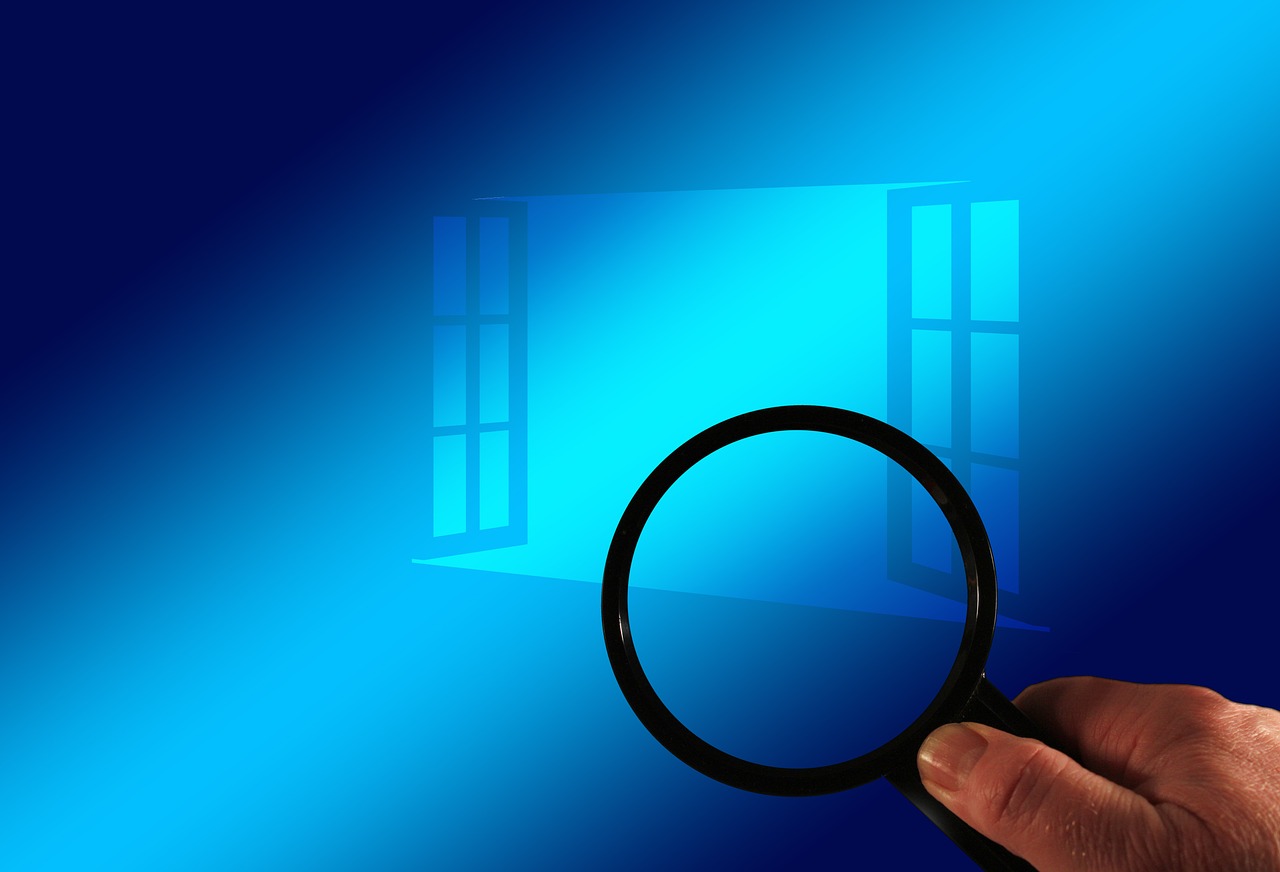 window, hand, magnifying glass, looking for, control, monitoring, spying on, espionage, security, protection, operating system, windows 10, data transfer, microsoft