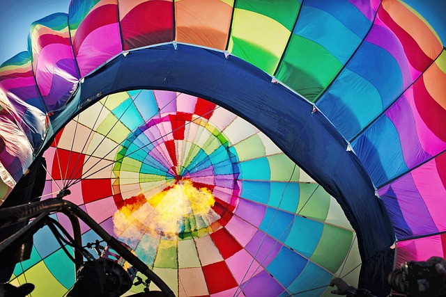 hot air balloon, inflating, inflate, blower, inside balloon, setting up, launching, nature, launch, rainbow, colourful, colorful