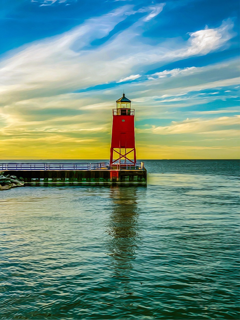 lighthouse, lake, lake michigan, water, light, nautical, charlevoix, michigan