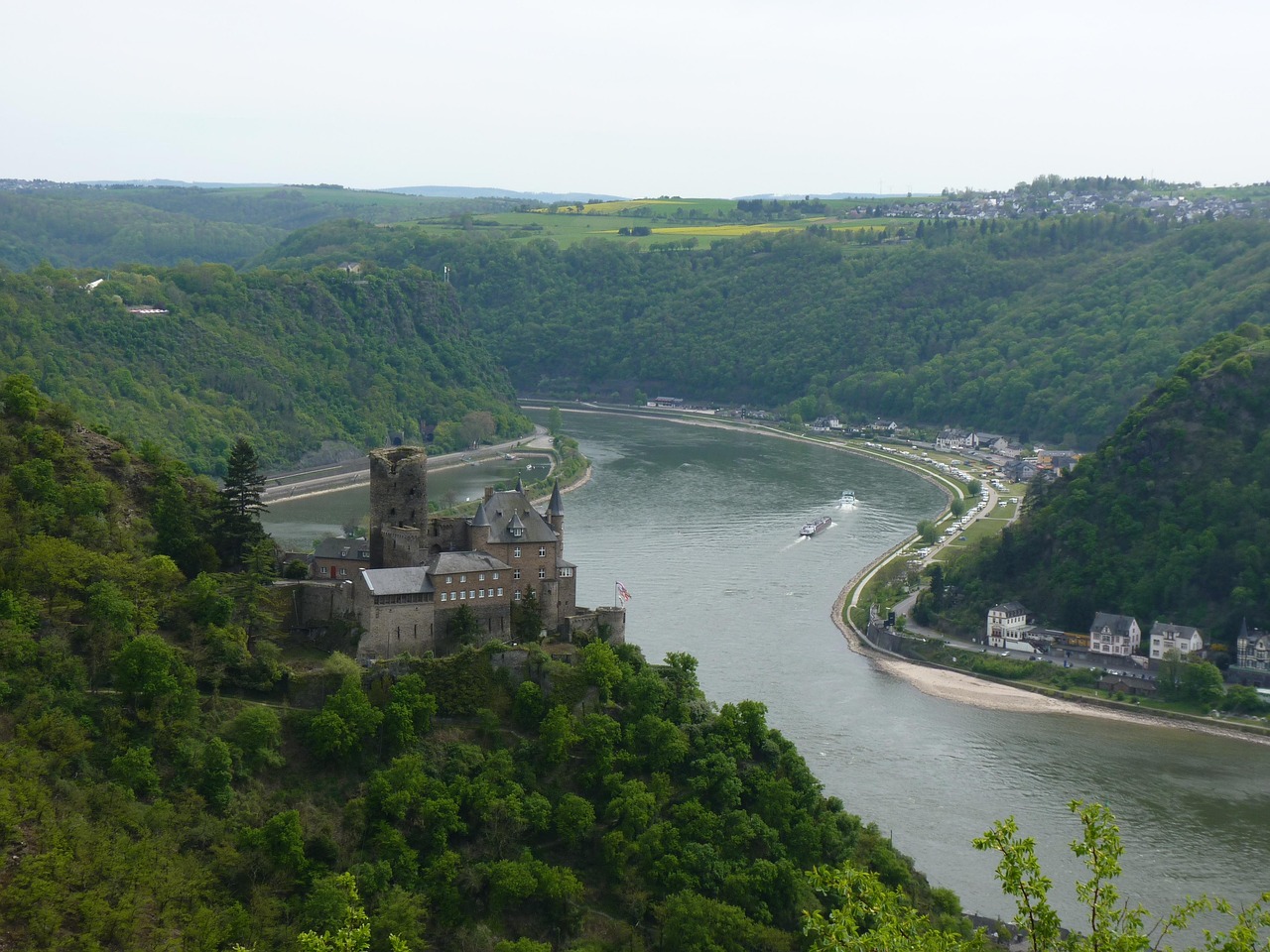 castle, katz, santa, goarshausen, loreley, rhine, middle rhine, world heritage site, landscape