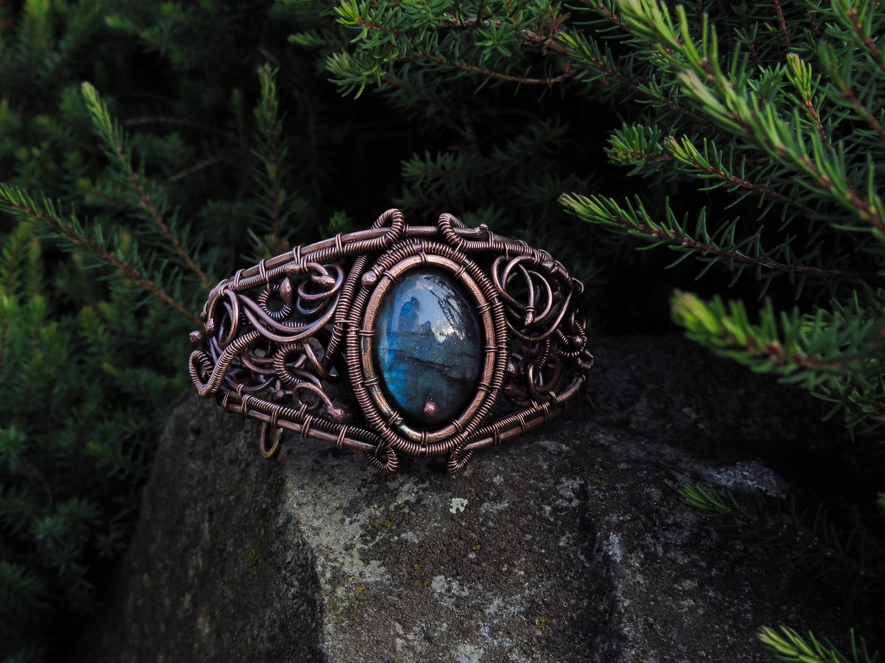 bracelet, jewelry, copper, copper jewelry, labradorite, wire jewelry, handicraft