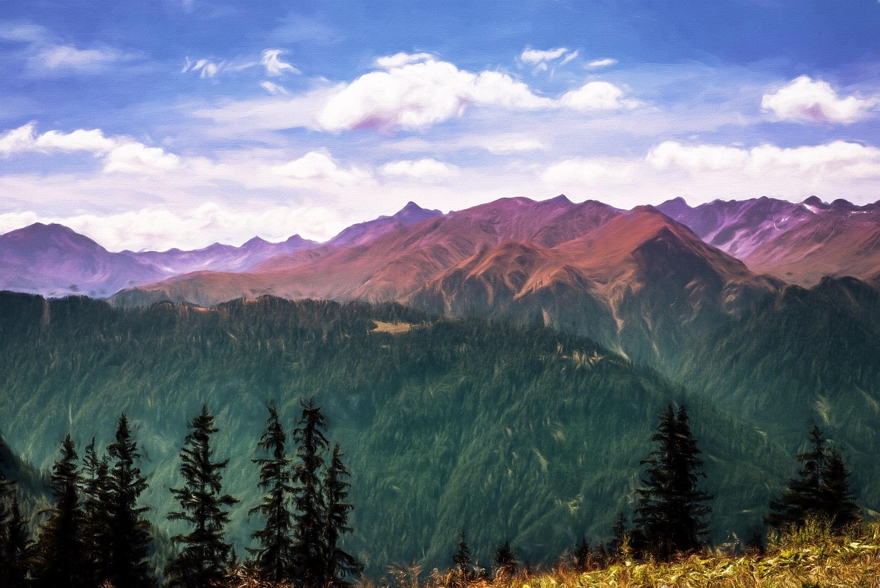 picture, to paint, painting, painted, landscape, mountains, nature