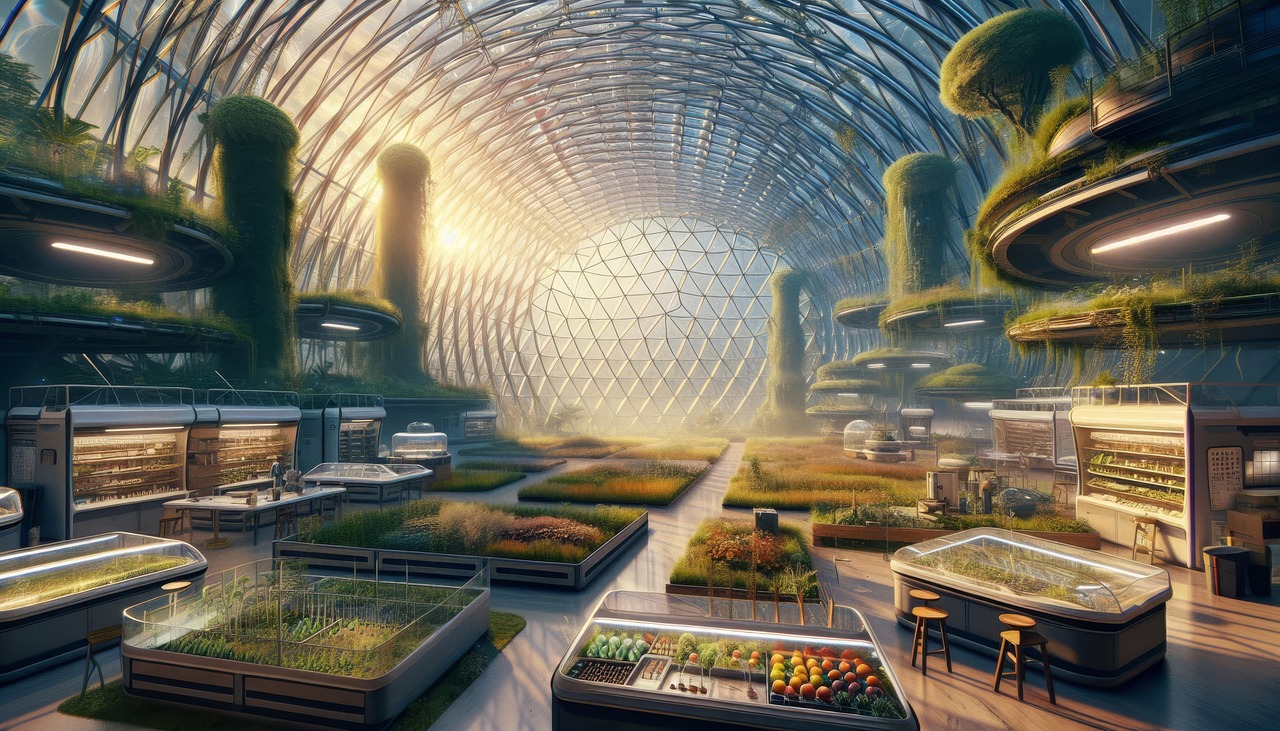 biodome, greenhouse, ecosystem, biosphere, garden, nature, ai generated