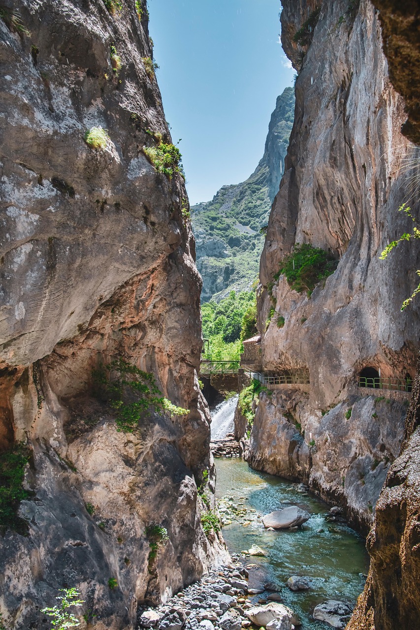mountain, river, ravine, nature, landscape