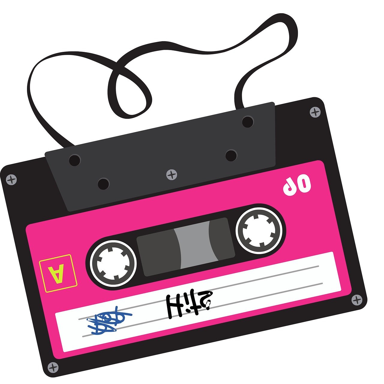 cassette, record, graphics, symbol, 80s, tape recorder, audio cassette, magnetic tape, music, audio, retro, vintage, old school