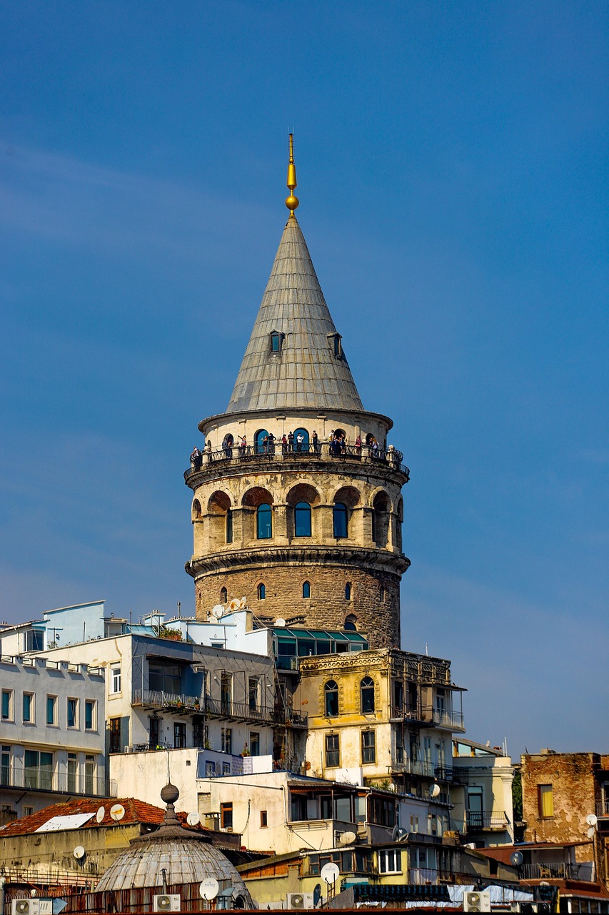 galata tower, istanbul, turkey, galata, city, buildings, landmark, architecture, tower, historical, urban, view