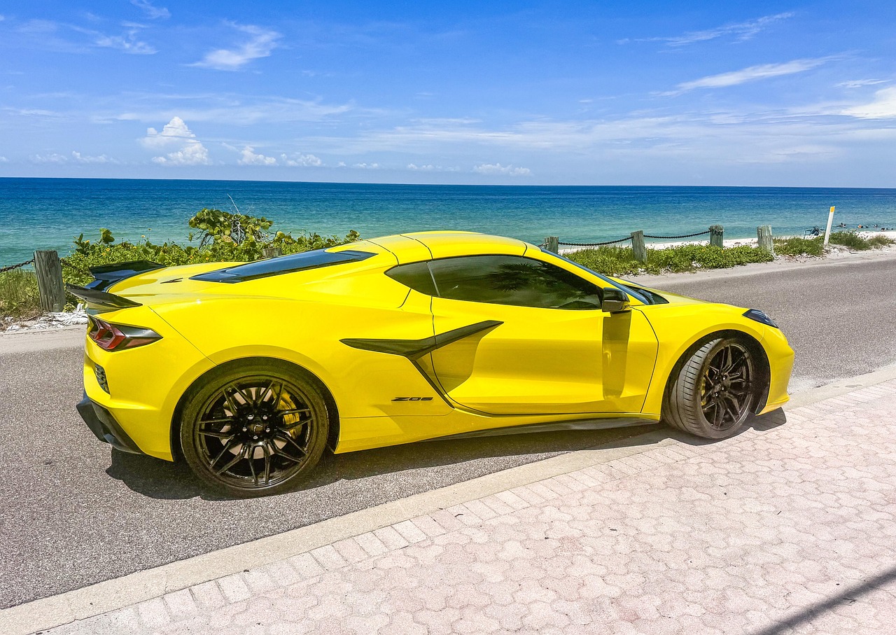 corvette, chevy corvette z06, supercar, car wallpaper, casey key, florida, gulf, vehicle, car, automobile