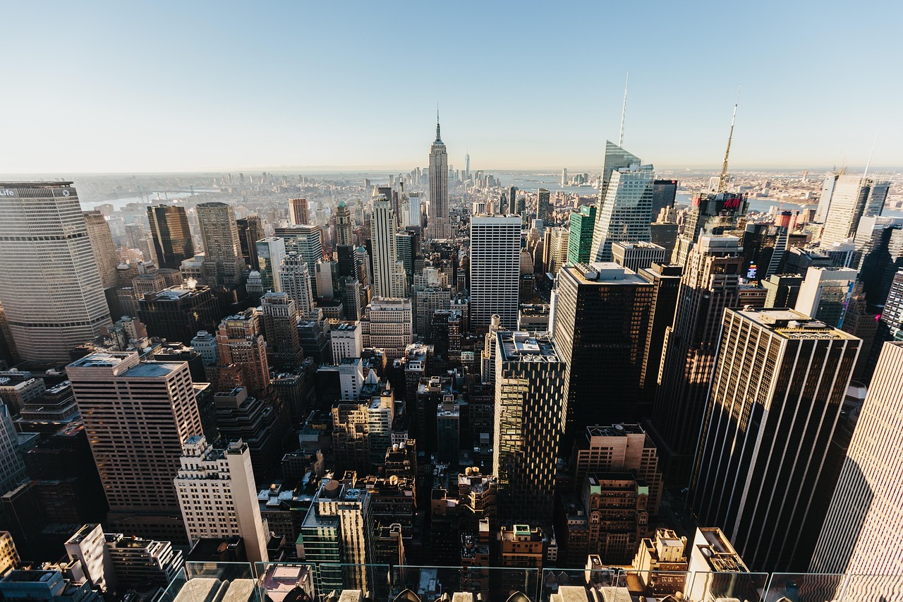 buildings, city, skyline, cityscape, city view, aerial view, bird's eye view, architecture, manhattan, new york, usa, business district, downtown, metropolitan, modern, panorama, skyscrapers, travel