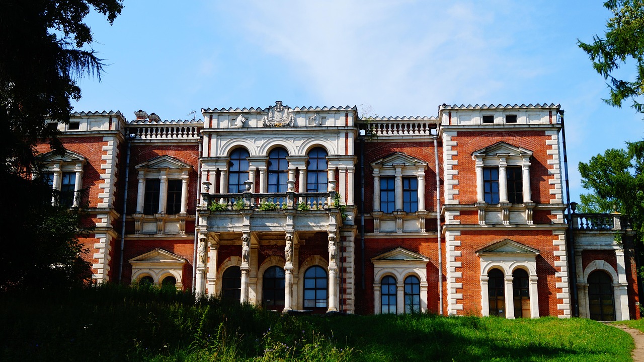 russia, moscow region, usadba 18 vek, architecture, the architect bazhenov in, and, columns, the façade of the, august, summer