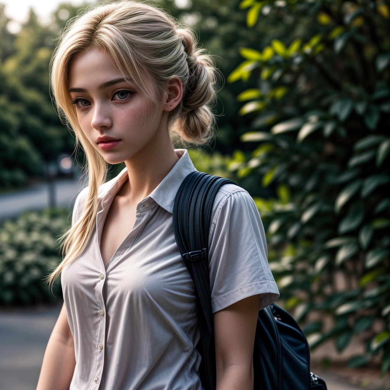 beautiful, cute, pretty, woman, girl, high school, backpack, backpack girl