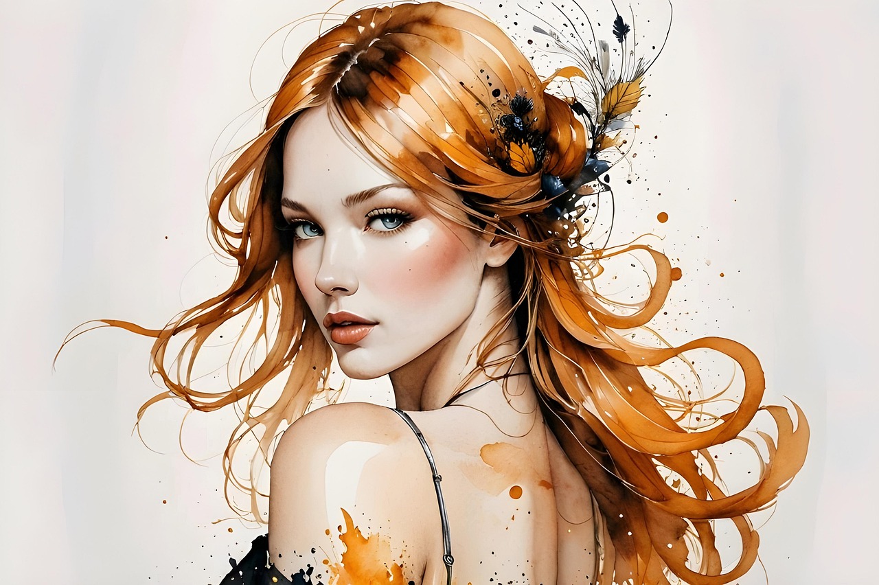 ai generated, woman, paint, beauty, art, beautiful, model, girl, captivating, hair