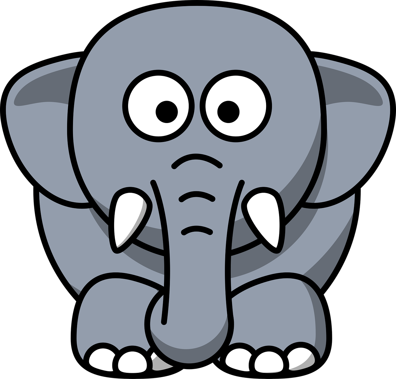 elephant, animal, mammal, black, grey, baby, large, long, nose, wildlife, blue animals
