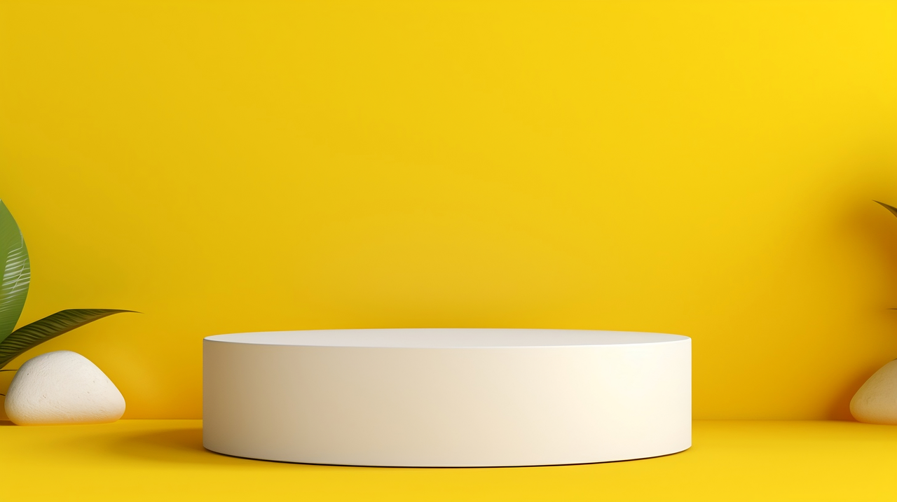 ai generated, background, podium, stand, stage, platform, display, studio, template, design, round, presentation, backdrop, yellow
